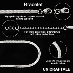 10 шт. 3 мм 304 нержавеющая сталь плоский змеевидный купол цепочка звенья елочка браслет для мужчин и женщин&nbsp;BJEW-UN0001-27