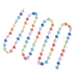 Железные стеклянные цепочки-рондели ручной работы AJEW-JB01448