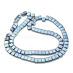 電気メッキ磁気無し合成ヘマタイトビーズ連売り  長方形  2穴  空色  6x4x3mm  穴：1.2mm  約95個/連  15.35インチ（39cm）&nbsp;G-C106-B02-03B