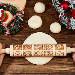 Деревянная декоративная скалка с цветочным узором&nbsp;AJEW-WH0596-430A