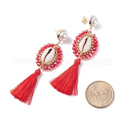 Длинная серьга-гвоздик с подвеской из бисера&nbsp;EJEW-TA00039-03