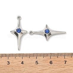 304ステンレススチールラインストーンペンダント  スターのチャーム  ステンレス鋼色  27x12.5x4mm  穴：0.8mm&nbsp;STAS-L308-04B-P