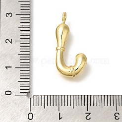 ラックメッキ真鍮チャーム  カドミウムフリー＆鉛フリー  文字a~zのチャーム  文字J  24.5x11.5x4.5mm  穴  2mm&nbsp;KK-I722-08G-J