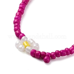 Колье из стеклянного цветка и бисера NJEW-Z029-03D