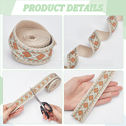 8 ярд 4 стилей плоской вышивки цветком и ромбом из полиэфирных лент OCOR-WR0001-16