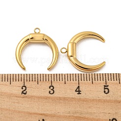 304ステンレスペンダント  ダブルホーン/三日月チャーム  14KGP本金メッキ  17x16x3.5mm  穴：1.4mm&nbsp;STAS-L022-224G