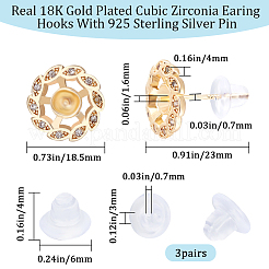 6 шт. серьги-гвоздики из латуни с микропаве из кубического циркония KK-BBC0008-69B