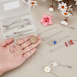 30 шт. 6 стиля фурнитура для броши из нержавеющей стали с плоской головкой и латунные булавки с шарообразными головками с заглушкой&nbsp;FIND-GA0007-42