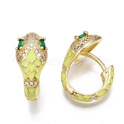 Серьга-кольцо в виде змеи с зеленым кубическим цирконием EJEW-N011-46I-NF