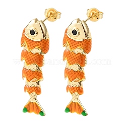 Серьги-гвоздики с подвесками из латуни с микропаве из кубических цирконий&nbsp;EJEW-C174-05G-02