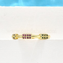 Манжеты из латуни с микро паве кубический цирконий для женщин RJEW-H247-08G