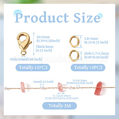 3 м наборы для изготовления ожерелья из натуральной крошки розового кварца и АБС-пластика с имитацией жемчуга&nbsp;CHC-TA0001-30B