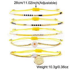 5 шт. 5 стиля богемных браслетов из стеклянного бисера и подвески из нержавеющей стали 304&nbsp;WO6368-1