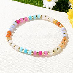 Бохо-стиль натуральный аквамарин и цветочный амазонит и рубин и амазонит и розовый кварц и авантюрин колонны бусины эластичные браслеты для женщин&nbsp;QH3798