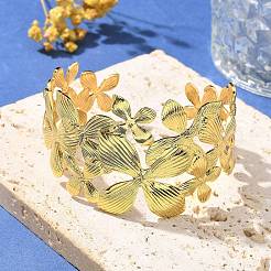 Браслеты-манжеты из нержавеющей стали 304 для женщин&nbsp;LS-BJEW-U019-01G