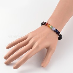 Natürliche Lava Rock Perlen Stretch Armbänder&nbsp;X-BJEW-JB02184-05