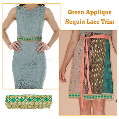 Лента из полиэстера с цветочным кружевом и пайетками длиной 10 ярд. SRIB-WH0026-17B