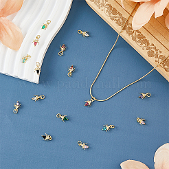 16 шт. 8-цветные латунные подвески с микропаве из кубического циркония&nbsp;KK-DC0003-69