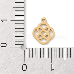 304ステンレススチールチャーム  レーザー切断  ゴールドカラー  花  10x8x1mm  穴：1mm&nbsp;STAS-K286-01J-G
