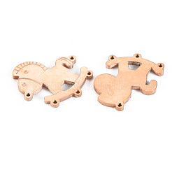 304ステンレスシャンデリア部品リンク  レーザー切断  馬  ローズゴールド  18x15x1.5mm  穴：1.9mm&nbsp;STAS-S116-216RG