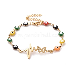 Bracciale a maglie con battito cardiaco in acciaio inossidabile 304 con placcatura sotto vuoto in PVD&nbsp;BJEW-B062-09G