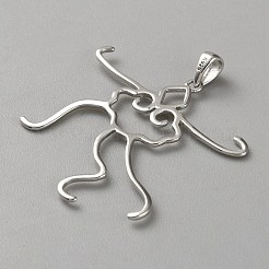 スターリングシルバーペンダントカボションセッティング925個1組  プラチナ  32x32.5x1mm  穴：5x2.5mm&nbsp;STER-BC0002-72P