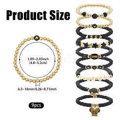 9 pièces 9 styles faits à la main en argile polymère heishi perles bracelets extensibles&nbsp;BJEW-WH0012-101B