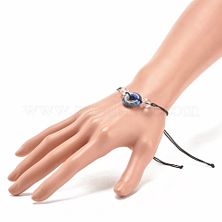 Braccialetto di perline intrecciate a disco pi con pietre preziose naturali per donna&nbsp;BJEW-JB08307