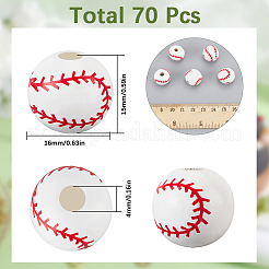 70шт окрашенные европейские бусины из натурального дерева&nbsp;WOOD-SC0002-02