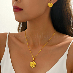 Комплект из латунного кулона-цветка и серег-гвоздиков для женщин&nbsp;VQ9013