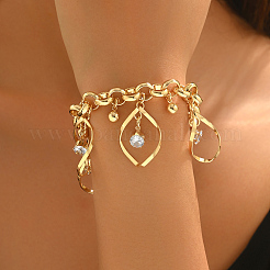 Bracelet en fer pavé de zirconiums cubiques transparents en forme de larme creuse&nbsp;TT1421