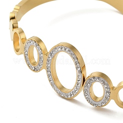 Браслеты на петлях из нержавеющей стали 304 с микропаве из прозрачного кубического циркония с полостью овальной формы для женщин&nbsp;LS-BJEW-E099-02G