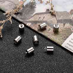 変色しにくい304ステンレススチールコードエンド  エンドキャップ  ステンレス鋼色  10x6mm  穴：2mm  内径：5mm&nbsp;X-STAS-M250-05