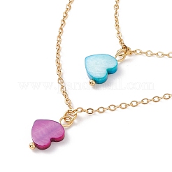 Colgante de corazón de concha sintética collares de doble capa y aretes colgantes&nbsp;SJEW-F217-03A-G