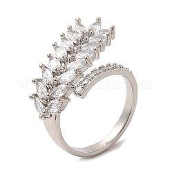 Открытое кольцо-манжета «Колос пшеницы» с кубическим цирконием RJEW-M151-01P