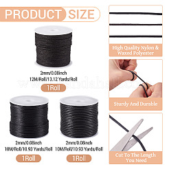 3 rotolo di 3 stili di cordino in nylon e poliestere cerato&nbsp;DIY-TA0015-03B