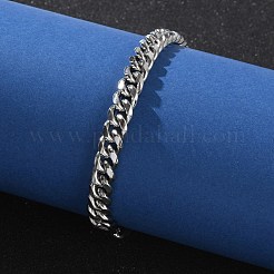 Браслеты из кубинской цепочки из нержавеющей стали 304 для мужчин BJEW-Z081-01P-02