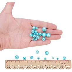 環境に優しい染めガラスパールラウンドパールビーズ  空色  5~10mm  穴：1.2~1.5mm  約340個/箱&nbsp;HY-PH0009-RB104