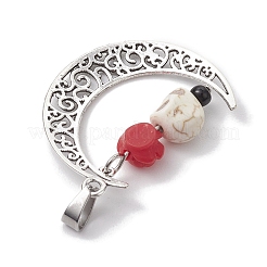 Pendentifs crâne turquoise synthétique halloween&nbsp;PALLOY-JF02650-01