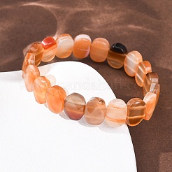 Bracelets extensibles en perles facettées d'agate rubanée naturelle teintée et chauffée pour femmes&nbsp;BJEW-K251-07I