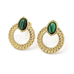 Ионное покрытие (ip) настоящее 18-каратное золотое покрытие из нержавеющей стали 304 серьги-гвоздики&nbsp;EJEW-Z041-01A