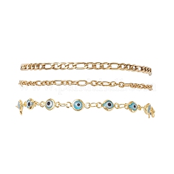 Браслеты из цепей и звеньев лампворк из нержавеющей стали 304 и сглаза для женщин&nbsp;BJEW-JB12449-02