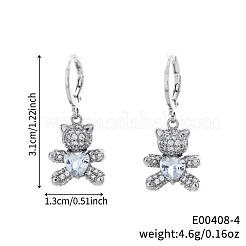 Милые мультяшные медвежонки латунные серьги-кольца&nbsp;RU9972-4