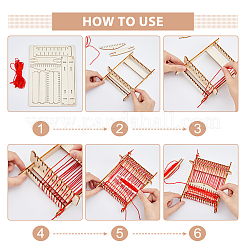 DIY木製織機キット  ロープ付き  調整ロッド  子供用教育玩具  バリーウッド  19.4x14.3x0.3cm&nbsp;DIY-WH0502-06