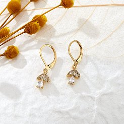 Прозрачные серьги с фианитами и грибами EJEW-SW00011-24