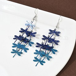 Серьги-подвески в виде стрекоз из нержавеющей стали 430&nbsp;EJEW-A137-04P-02