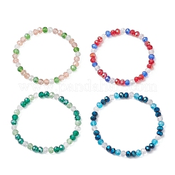 Эластичный браслет из гальванизированных стеклянных бусин для женщин&nbsp;BJEW-JB13170