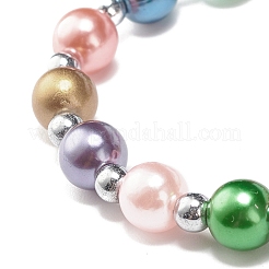 Эластичный браслет из бисера с искусственным жемчугом и подвеской в виде капли для детей BJEW-JB07638