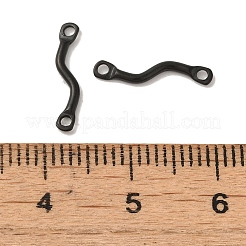 304ステンレススチールリンクコネクタチャーム  ツイストバー  ブラック  14x2.5x1.2mm  穴：1.2mm&nbsp;STAS-Q323-12EB