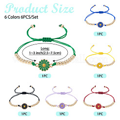 6шт 6-цветный сплав эмалевых звеньев браслеты для женщин&nbsp;BJEW-TAC0042